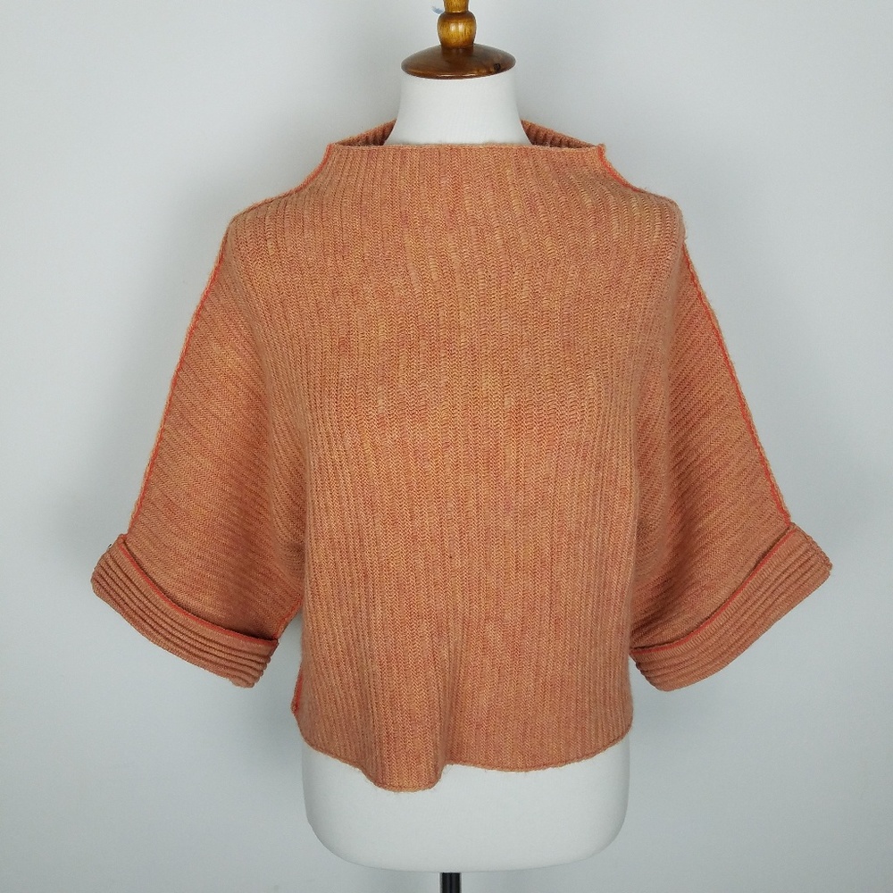 Anthro Moth Short Sleeve Knit High Neck Sweater